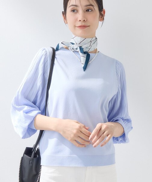 【洗える/華やか】袖プリーツニット