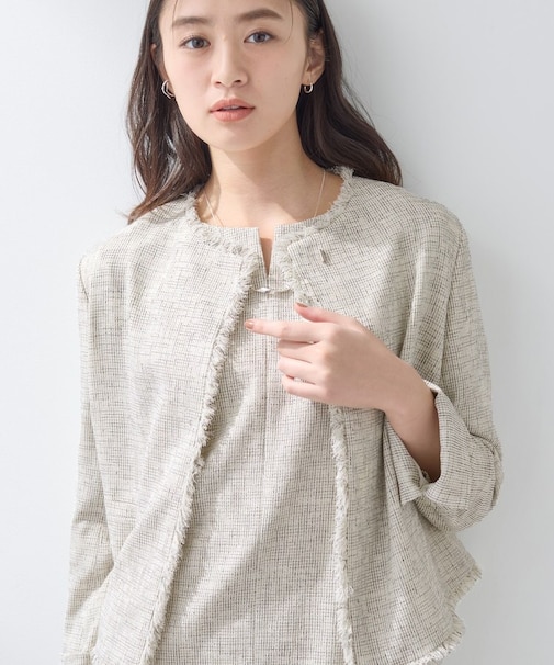 【軽量/セレモニー/SETUP可能】ストレッチツイードジャケット