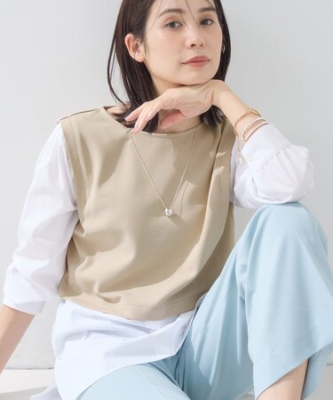 【洗える/UVケア】レイヤード風デザイントップス