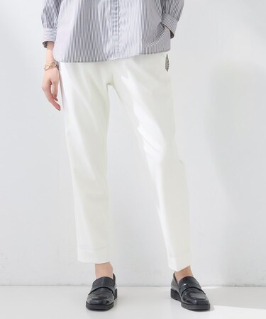 【褒められパンツ／高ストレッチ】タックテーパードパンツ