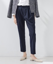 【褒められパンツ／高ストレッチ】タックテーパードパンツ