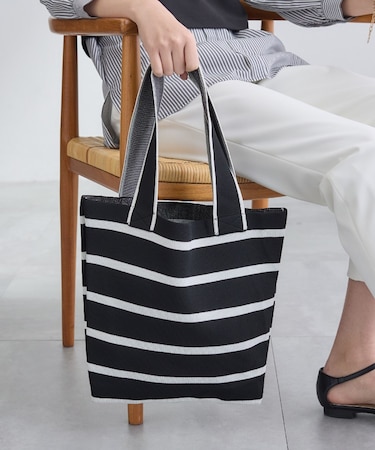 【WEB限定カラー／A4収納】柄ニットバッグ