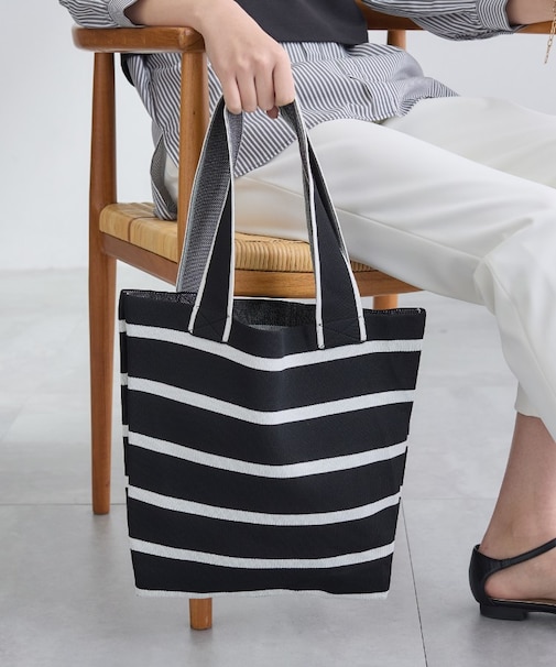 【WEB限定カラー／A4収納】柄ニットバッグ