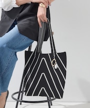 【WEB限定カラー/A4収納】柄ニットバッグ