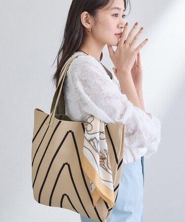 【WEB限定カラー／A4収納】柄ニットバッグ