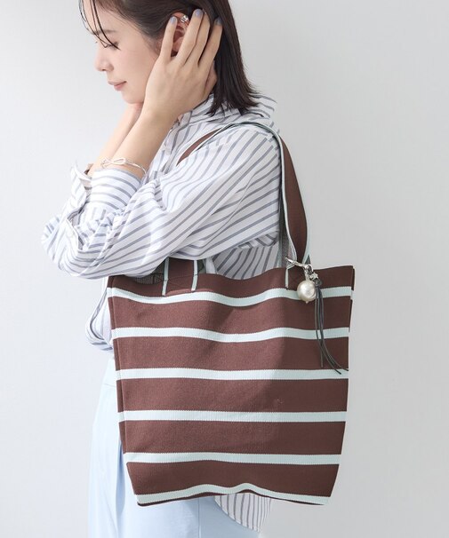 【WEB限定カラー／A4収納】柄ニットバッグ