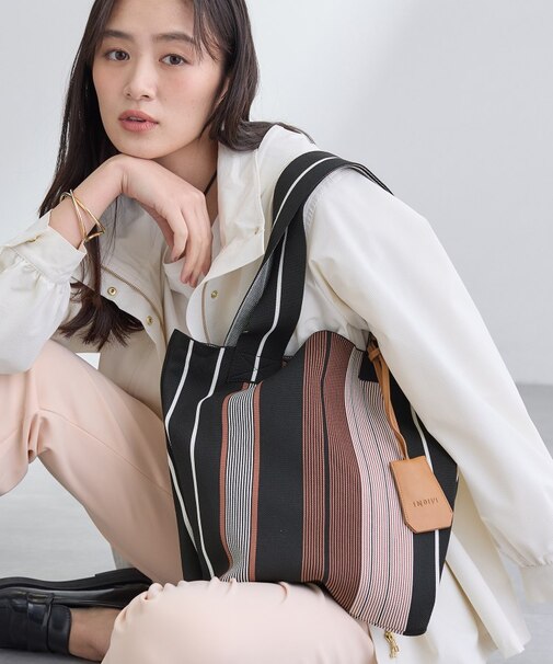 【WEB限定カラー／A4収納】柄ニットバッグ