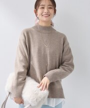 【カシミヤ混】ミドルゲージ ハイネックニット