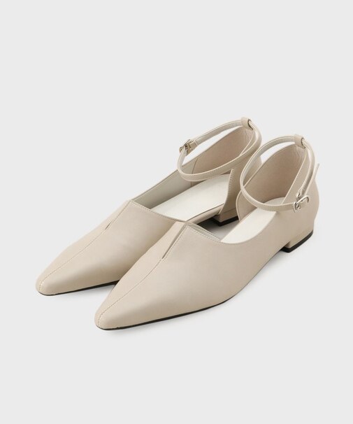 【合皮】ポインテッド セパレートストラップサンダル