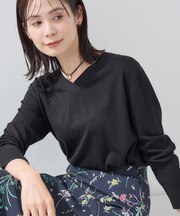 【シルク混】きれいめVネックニット