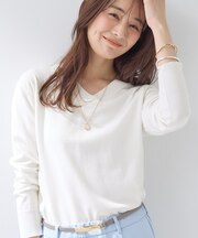 【シルク混】きれいめVネックニット