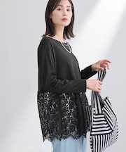 【洗える/レイヤードにおすすめ】レース切り替えカットソー