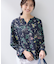 【SETUP可能】モダンフラワー柄キャンディスリーブブラウス