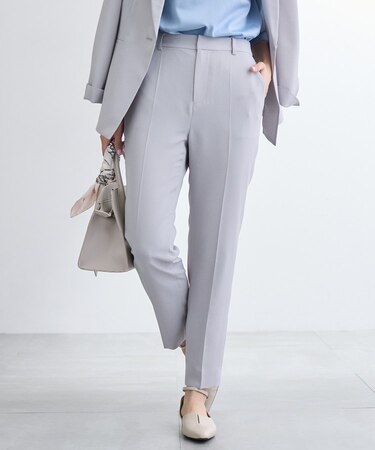 【洗える／UVケア／麻調】テーパードパンツ