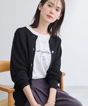 【前後2WAY／洗える】凹凸編地カーディガンニット