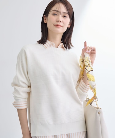 【洗える／キレイ色】体型カバー無縫製ニット