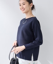 【洗える／キレイ色】体型カバー無縫製ニット