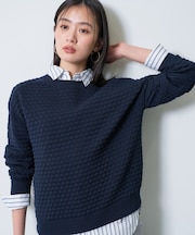 【洗える/凹凸編み】ジャカードニット