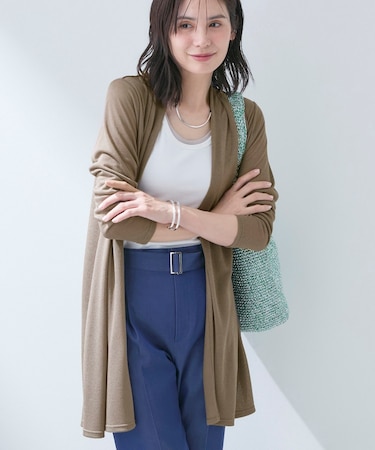 【洗える／アンサンブル可能】シアースストライプカーディガン