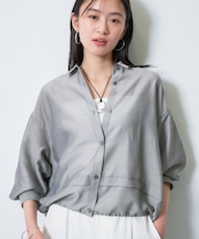 【洗える/2WAY】ドロスト付 シアーシャンブレーシャツ