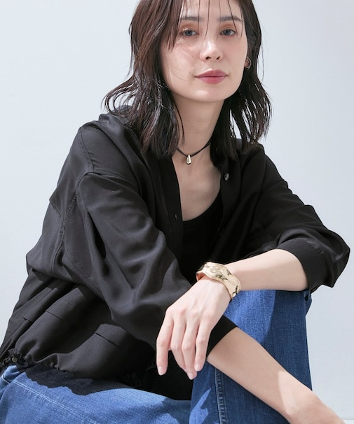 【洗える／2WAY】ドロスト付 シアーシャンブレーシャツ