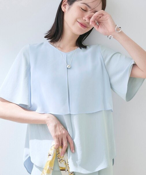 【着る日傘】シフォンドッキングブラウス