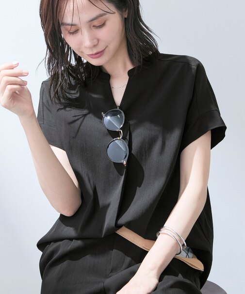 【洗える／SETUP可能】スキッパーブラウス