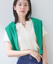 【洗える／SETUP可能】スキッパーブラウス