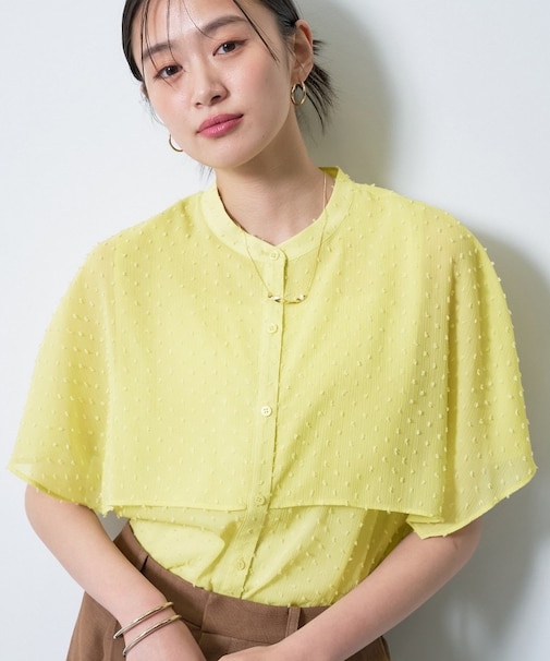 【洗える／ドットモチーフ】ケープスリーブブラウス