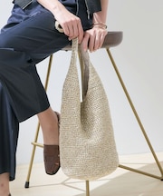 【大人カジュアル】メタリックかぎ編みボトルバッグ