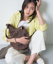 【大人カジュアル】メタリックかぎ編みボトルバッグ