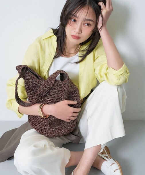 【大人カジュアル】メタリックかぎ編みボトルバッグ