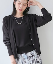 【UVケア/接触冷感／アンサンブル】衿あきカーディガン＆パフスリーブニット