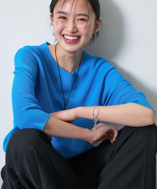 【洗える／ドライタッチ／和紙混】ガーター編みニット