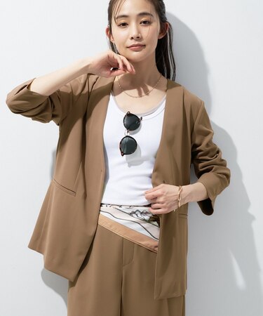 【さらに軽く軽快！／着る日傘】ノーカラージャケット