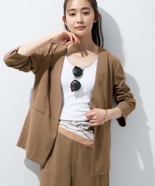 【さらに軽く軽快！／着る日傘】ノーカラージャケット