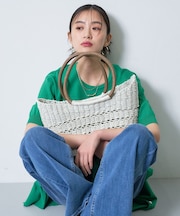 【透かし編み】ペーパーヤーン バスケットバッグ