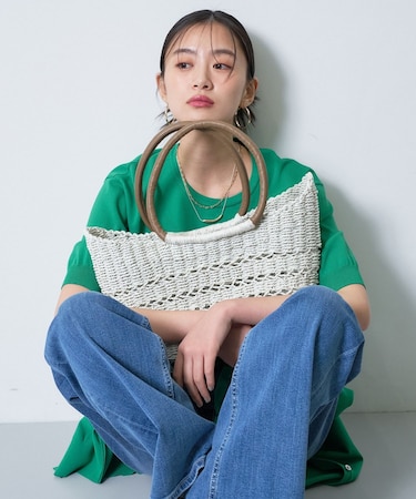 【透かし編み】ペーパーヤーン バスケットバッグ