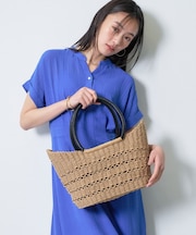 【透かし編み】ペーパーヤーン バスケットバッグ
