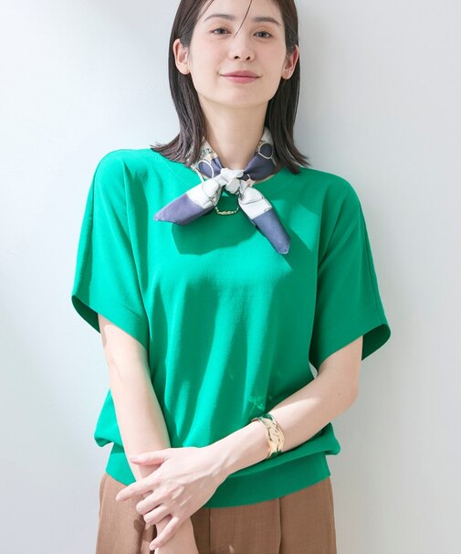 【洗える／コットン】ドライタッチさらりニットT