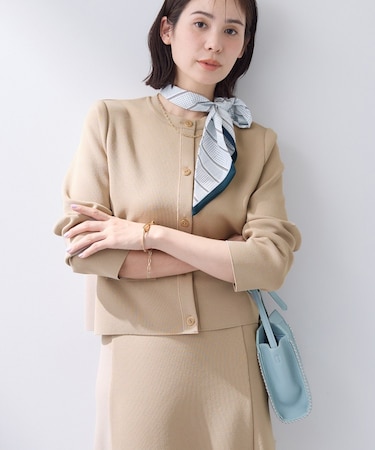 【洗える／SETUP可能】メタルボタンニットジャケット風カーディガン