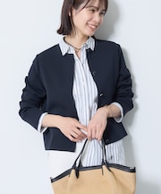 【洗える／SETUP可能】メタルボタンニットジャケット風カーディガン