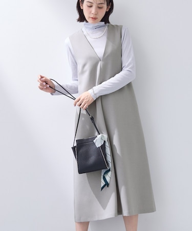 【洗える／SETUP可能／UVケア】ウール調ジャンパードレス