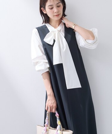 【洗える／SETUP可能／UVケア】ウール調ジャンパードレス