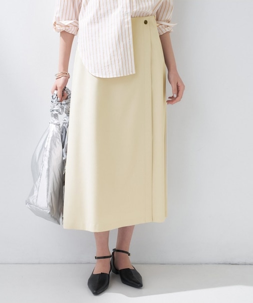 【洗える／UVケア】巻き風フレアスカート