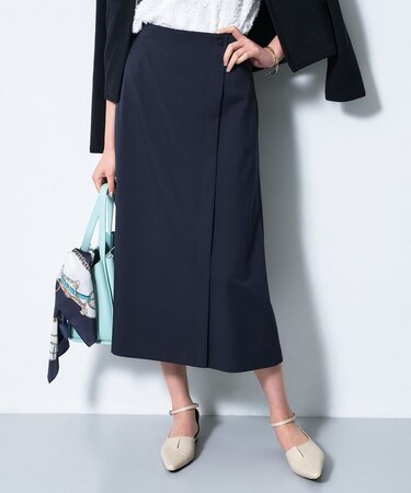 【洗える／UVケア】巻き風フレアスカート