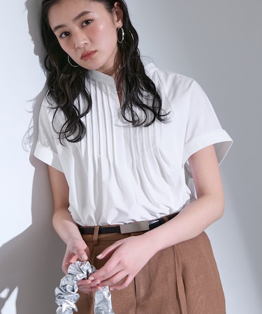 【撥水／UVケア／SETUP可能】軽量タックスキッパーブラウス