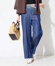 【洗える／UVケア／SETUP可能】デニムライクワイドパンツ