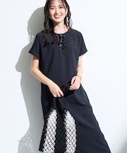 【華奢見え】ベルト付きナローワンピース