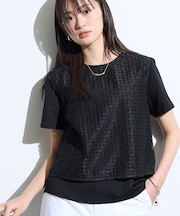 【洗える】レイヤード風レースコンビTシャツ